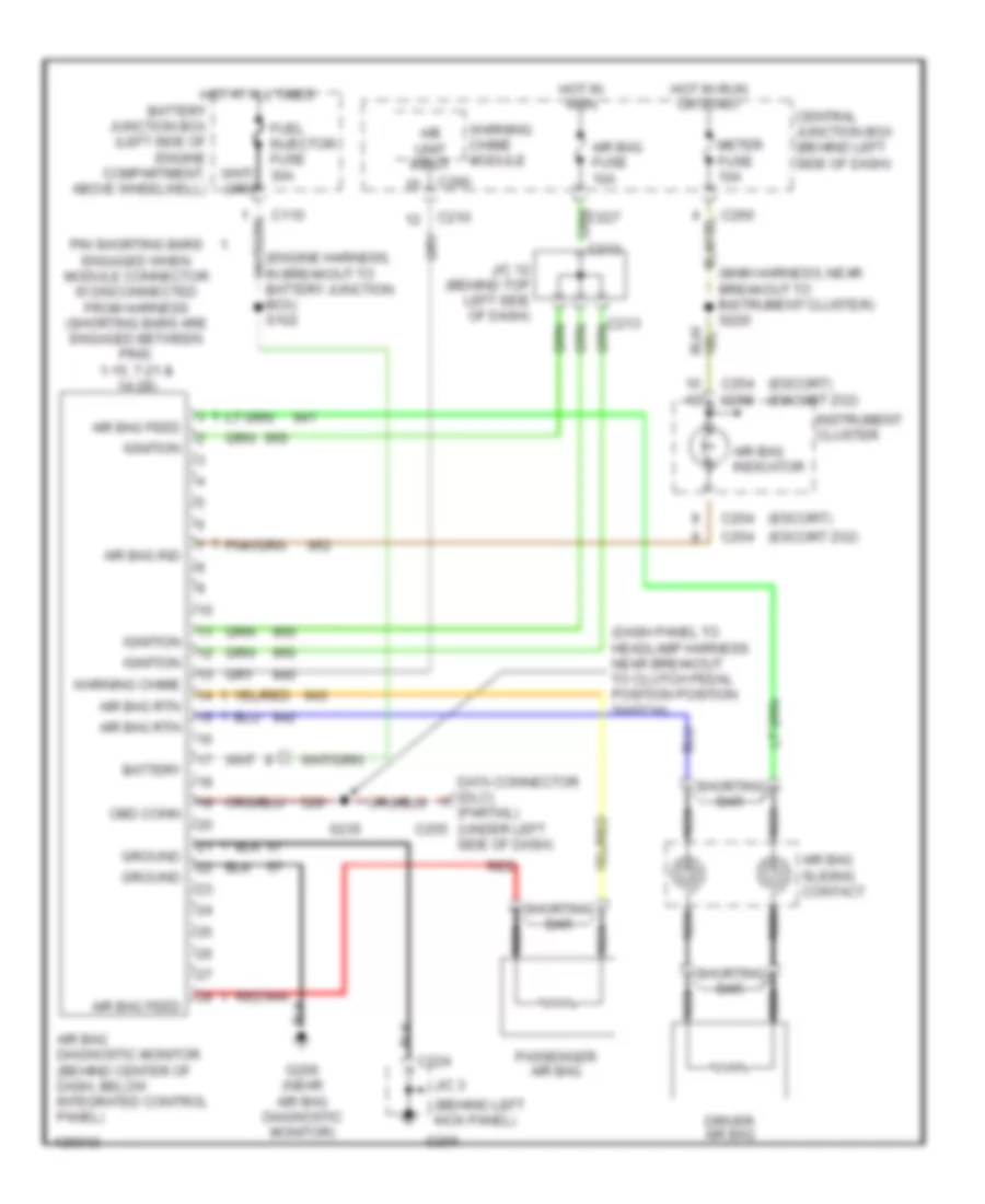 Supplemental Restraint Wiring Diagram for Ford Escort 2001