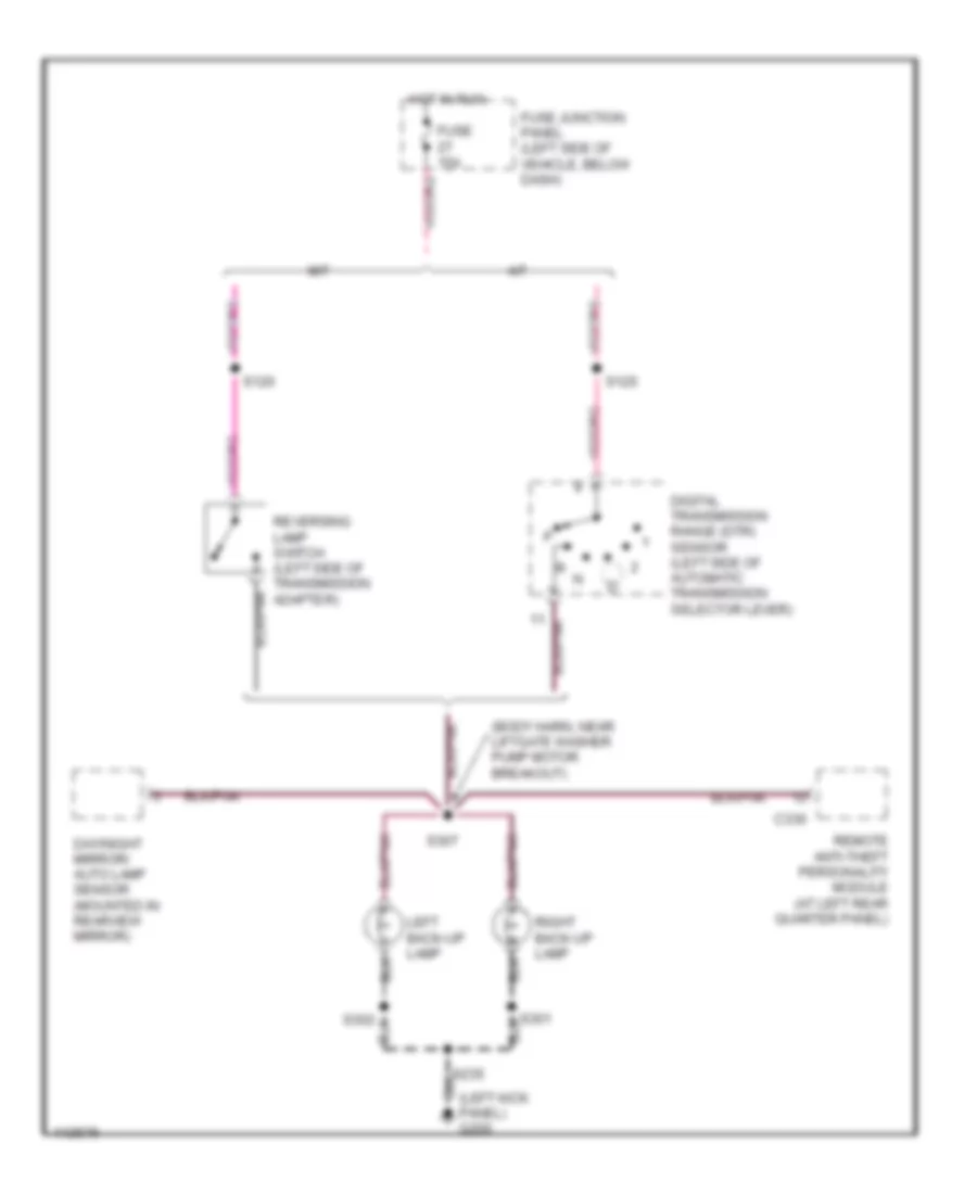 Back up Lamps Wiring Diagram for Ford Explorer 2001