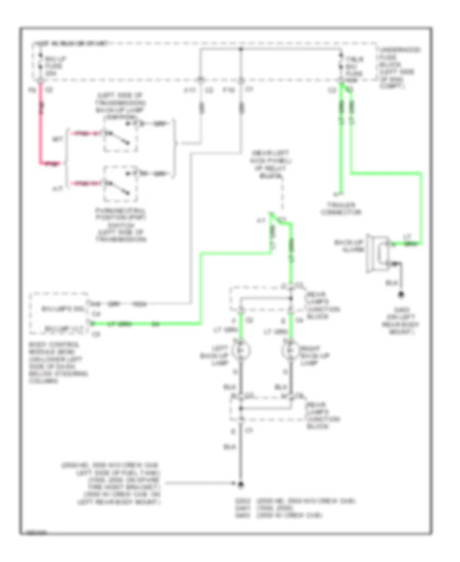 Back up Lamps Wiring Diagram for GMC Sierra HD 2004 2500