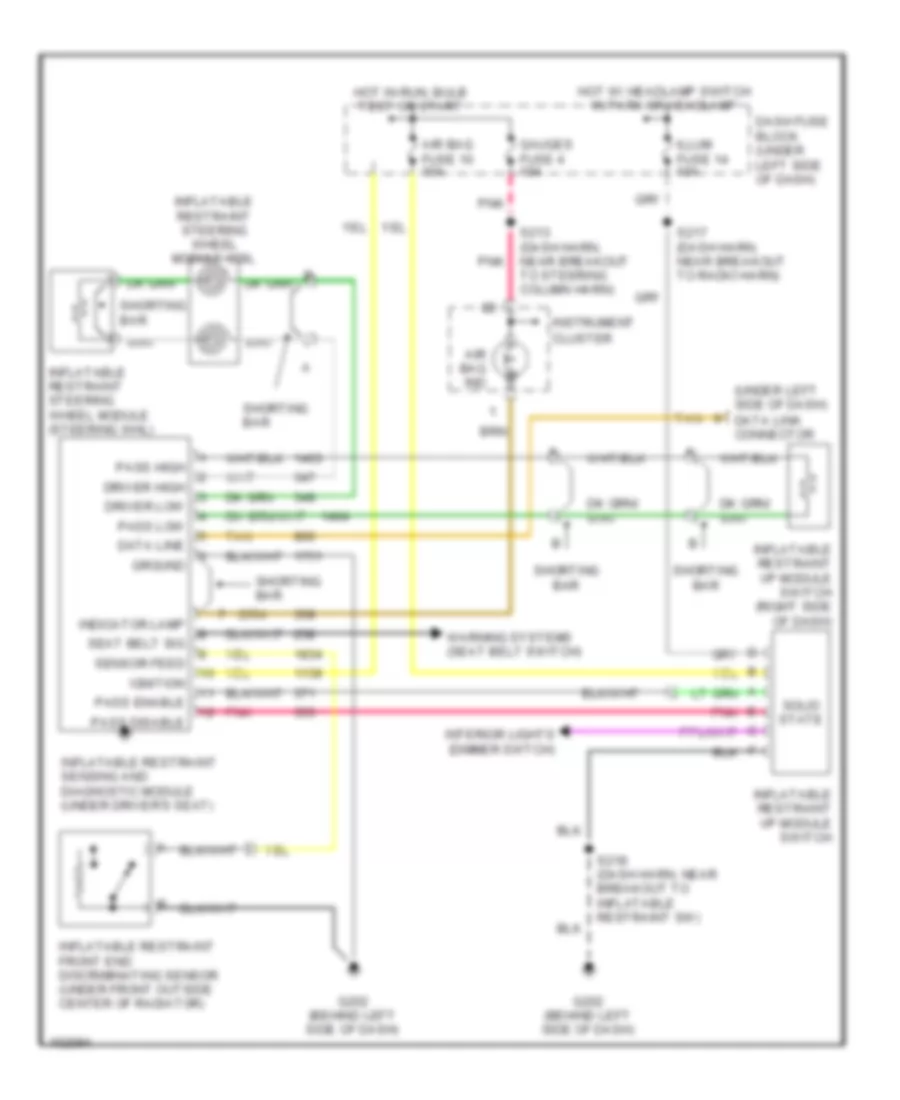 Supplemental Restraint Wiring Diagram for GMC Suburban C1998 2500