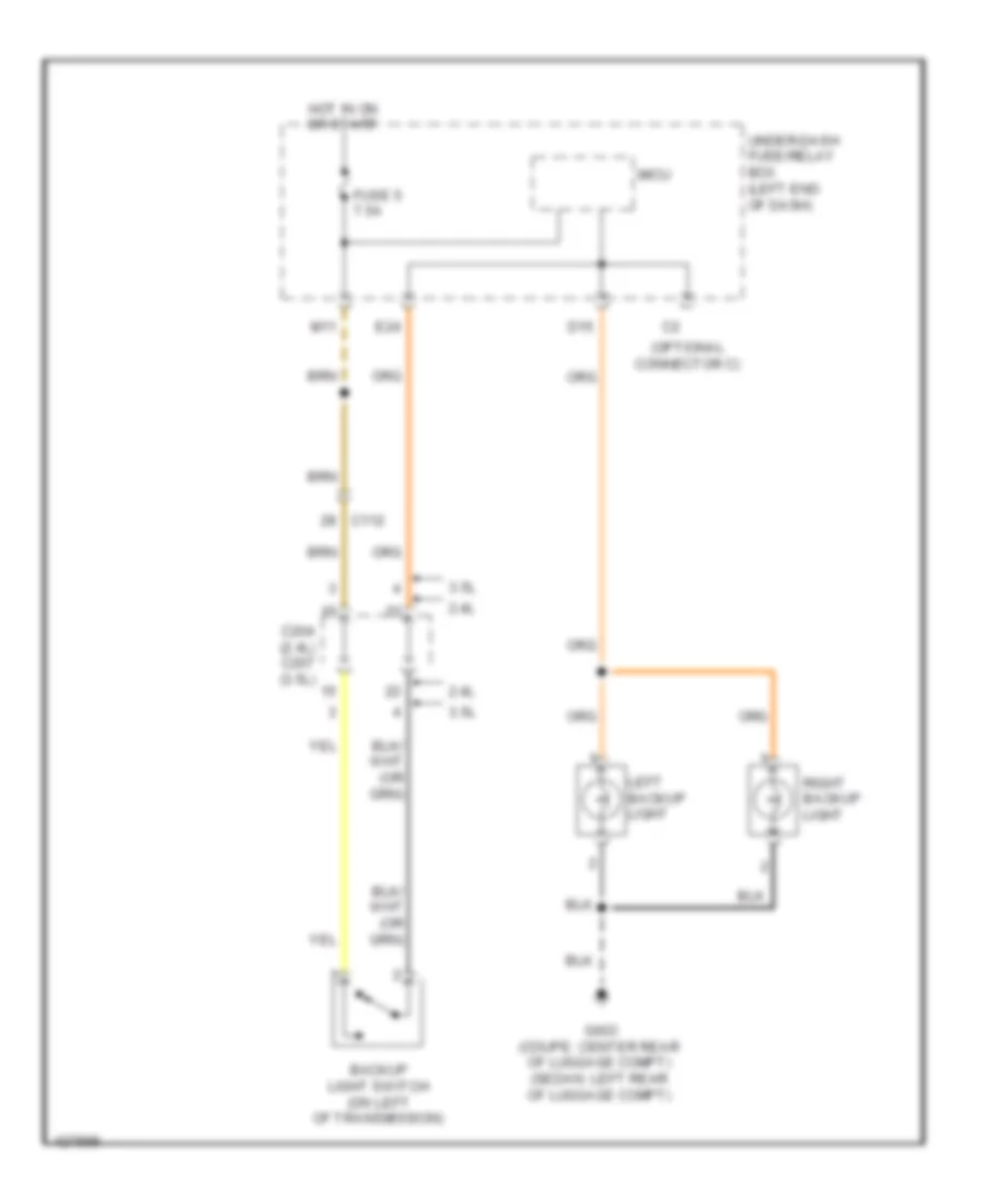 Backup Lamps Wiring Diagram, Except Hybrid with MT for Honda Accord EX-L 2014