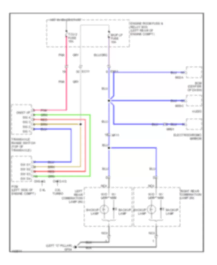 Backup Lamps Wiring Diagram Except Hybrid for Hyundai Sonata Hybrid 2014