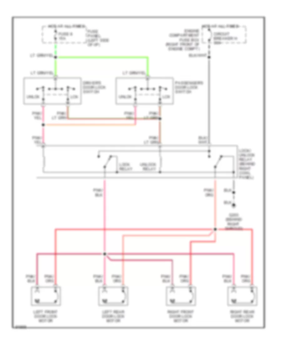 Door Lock Wiring Diagram for Lincoln Town Car Executive 1991