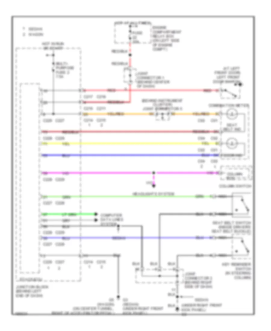 Warning Systems Wiring Diagram Except Evolution for Mitsubishi Lancer Sportback Ralliart 2004