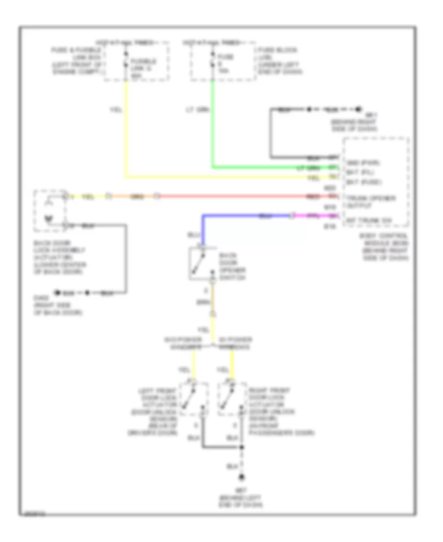 Trunk  Fuel Door Release Wiring Diagram without Intelligent Key Unit for Nissan Versa SL 2009