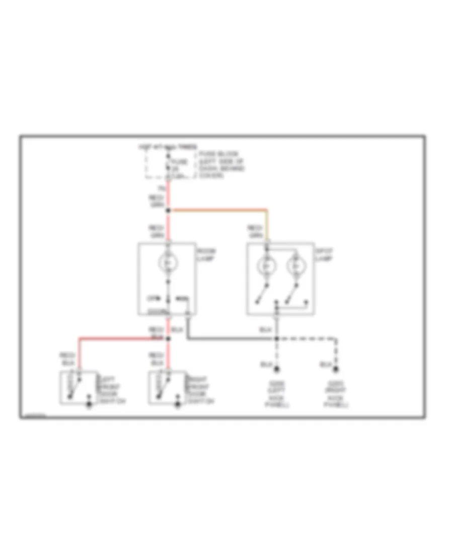 Courtesy Lamps Wiring Diagram without Door Locks for Nissan Frontier XE 1998