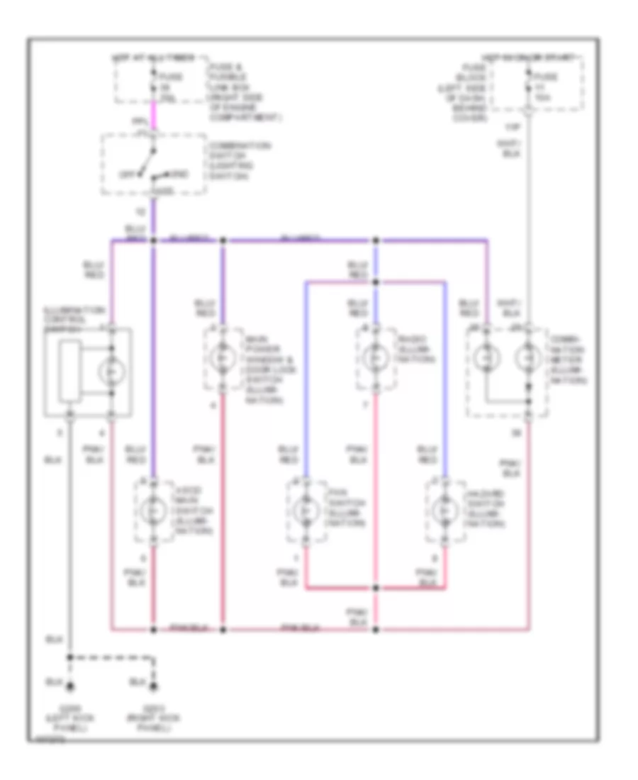 Instrument Illumination Wiring Diagram for Nissan Frontier XE 1998