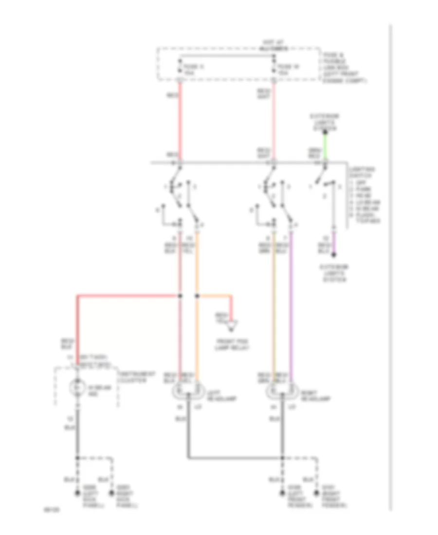Headlamps Wiring Diagram without DRL for Nissan Sentra LE 1994