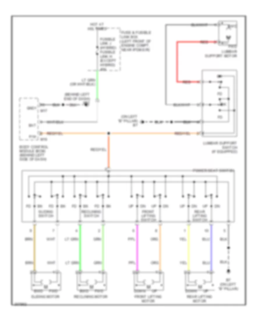 Driver Power Seat Wiring Diagram for Nissan Altima 2009