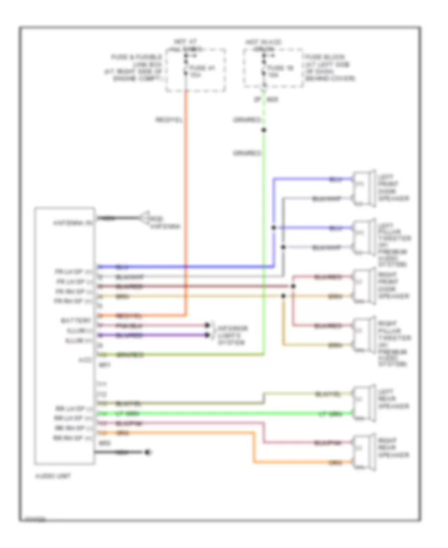 Radio Wiring Diagram, without Amplifier for Nissan Xterra SE 2003