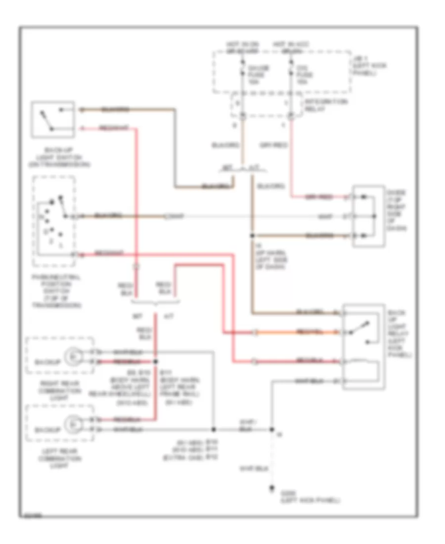 Back up Lamps Wiring Diagram for Toyota T100 1995